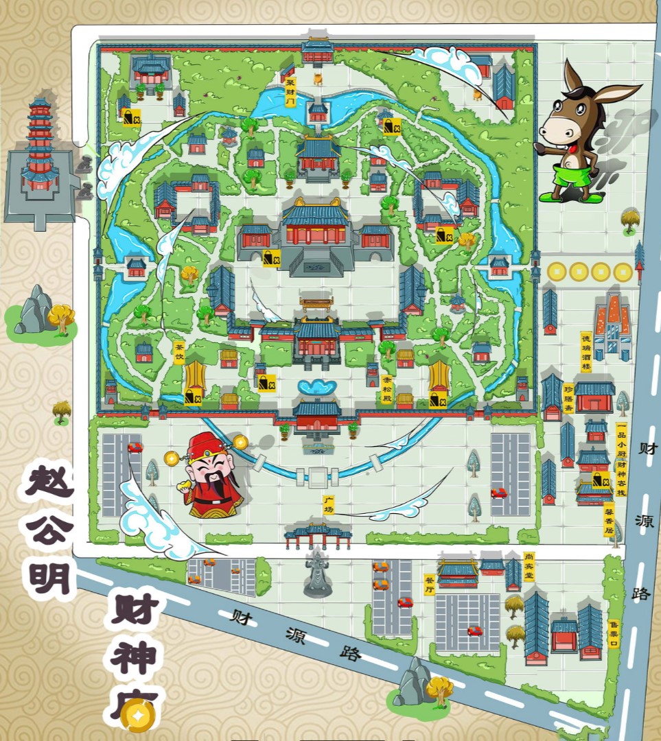 临沧寺庙类手绘地图